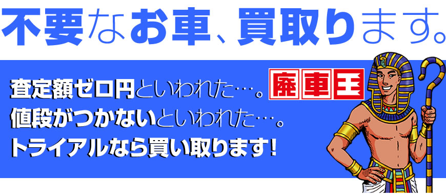 不要なお車、買い取ります。査定ゼロ円といわれたら、トライアルへどうぞ！トライアルなら買い取ります。